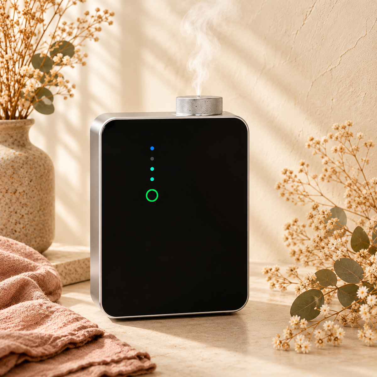 Home fragrance diffuser with natural reeds