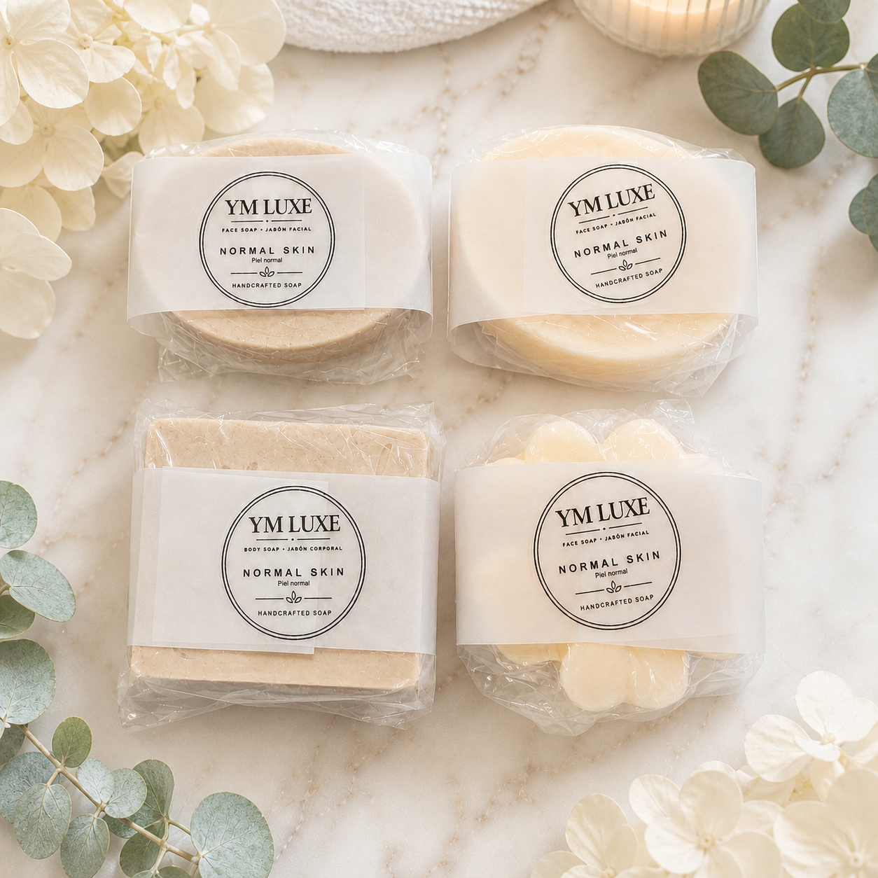 YM Luxe Normal Skin Handmade Soap Gift Set – 4 Piece Face & Body Collection